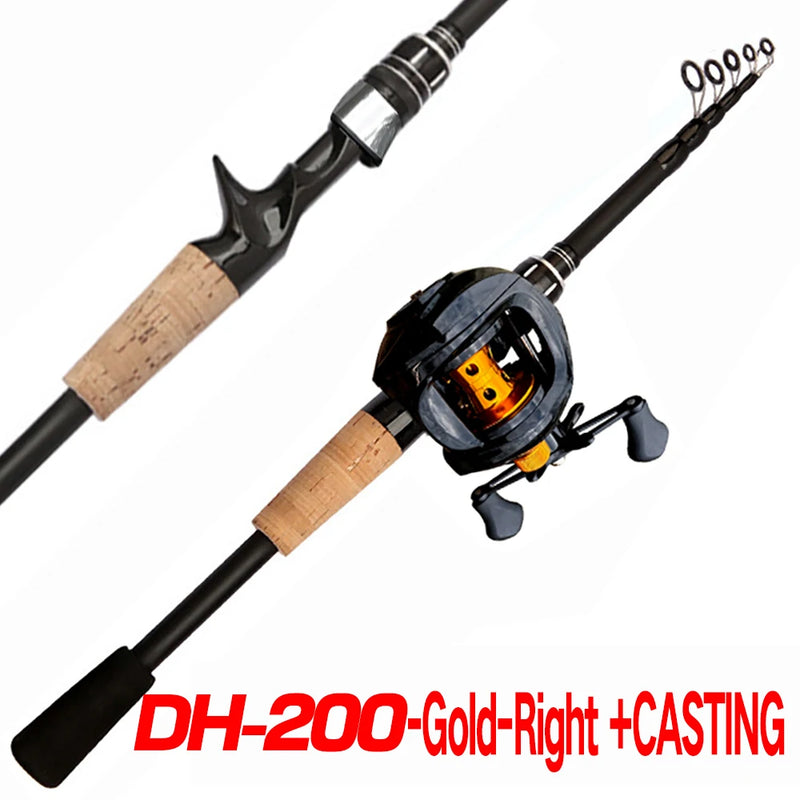 Fishing Rod Combo 1.5-2.4M Lure Fishing Rod and 7.2:1 High Speed Gear RatioMax 8kg Baitcasting Reel Fishing Tackle Pesca
