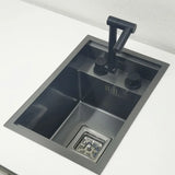 Black Kitchen sink Hidden Single bowl Bar Small Size sink Stainless Steel Balcony sink Concealed black kitchen sink Bar sink