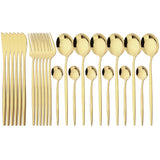 24Pcs Dinnerware Set Stainless Steel Tableware Knife Fork Tea Spoon Cutlery Set Multiple Colour Silverware Kitchen Flatware Set
