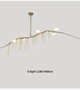 Nordic Designer G9 Chandelier Gold Tassel Led Glass Pendant Chandelier Lighting Living Room Rod Hanging Lamp Fixtures Room Decor