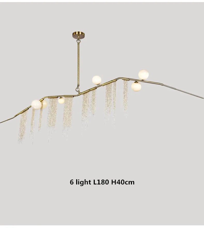 Nordic Designer G9 Chandelier Gold Tassel Led Glass Pendant Chandelier Lighting Living Room Rod Hanging Lamp Fixtures Room Decor