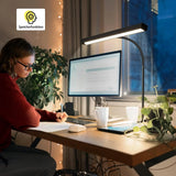 LED Desk Lamp for Office Home Eye-Caring Desk Light with Stepless Dimming Adjustable Flexible Gooseneck USB Desk Lamp with Clamp