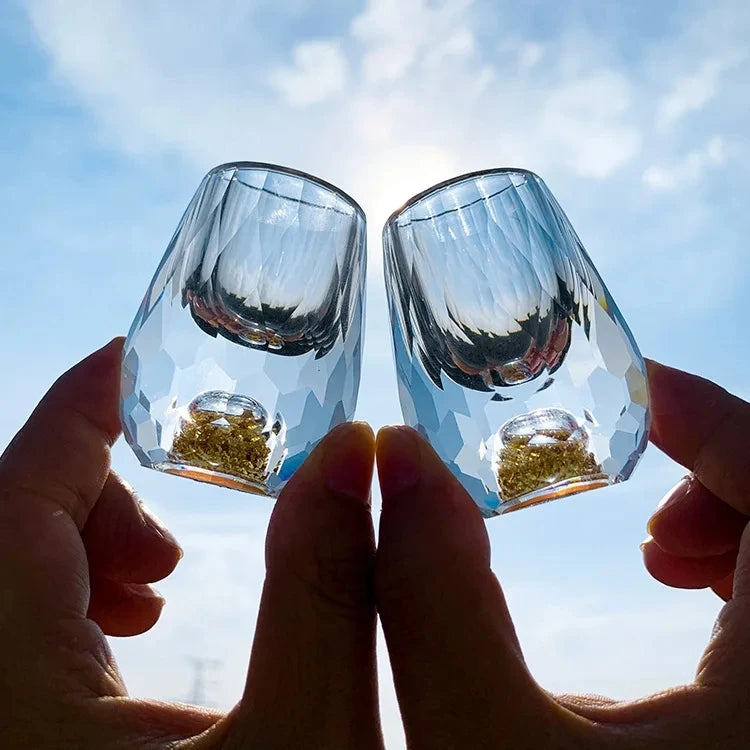 4/6pcs Diamond Crystal Liquor Glasses Set Vodka Shot Glass Wine Glasses Whiskey Glass Spirits Sake Soju Brandy Tea Cup 15ml