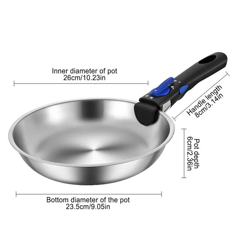 Outdoor Cookware 316 Stainless Steel Frying Pan Portable Detachable Handle Pot NonStick Pan Fried Steak Pot For Camping Travel