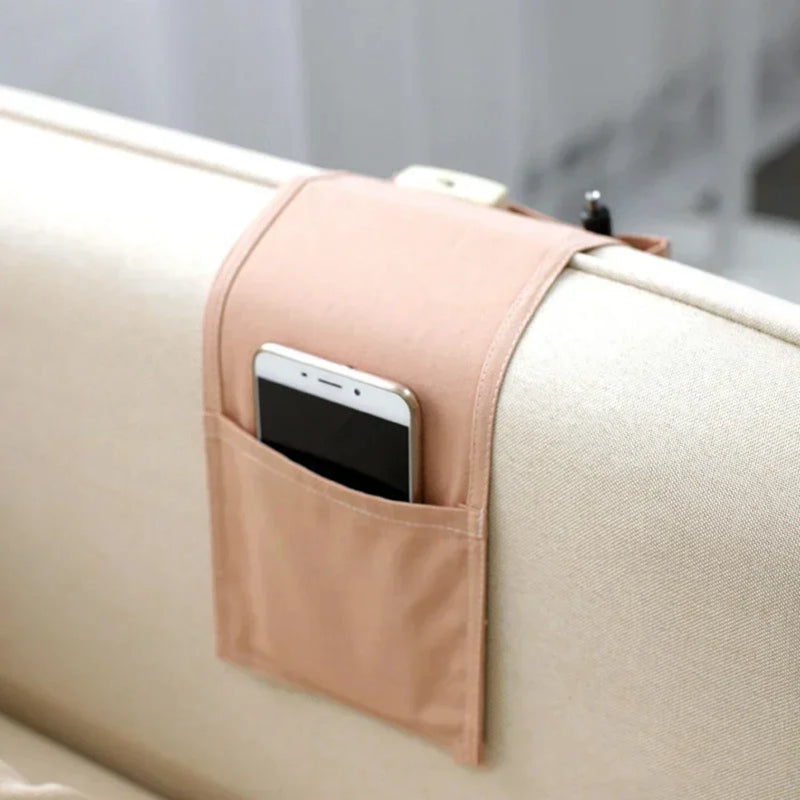 Cotton Linen Bedside  Bag Organizer Bed Desk Sofa TV Control Hanging Holder Pockets