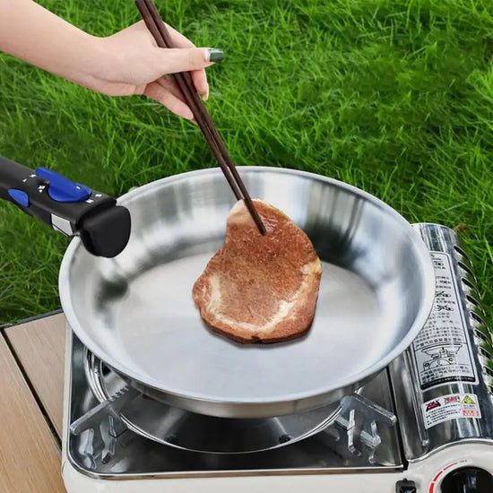 Outdoor Cookware 316 Stainless Steel Frying Pan Portable Detachable Handle Pot NonStick Pan Fried Steak Pot For Camping Travel