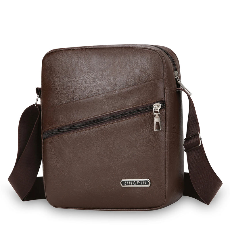Men‘s PU Shoulder Bag Messenger Bag Casual Waterproof Nylon Zipper Pocket Handbag Fashion Tote Travel Male Crossbody Bags