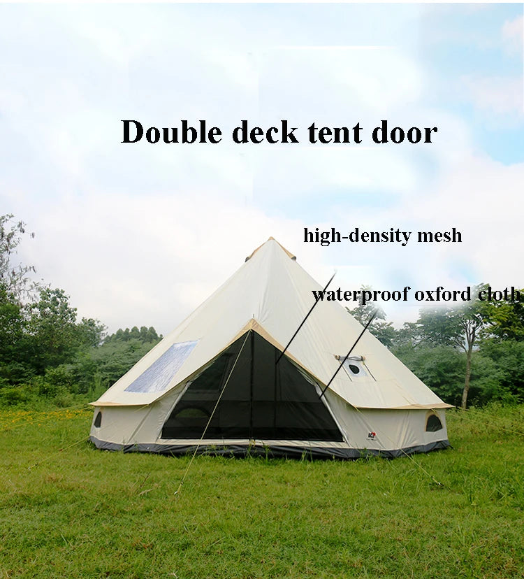 6-10Persons Glaming Luxury Mongolia Yurt Family Travel Hiking Antistorm Outdoor Camping Castle Tent Silver Coated UV Function