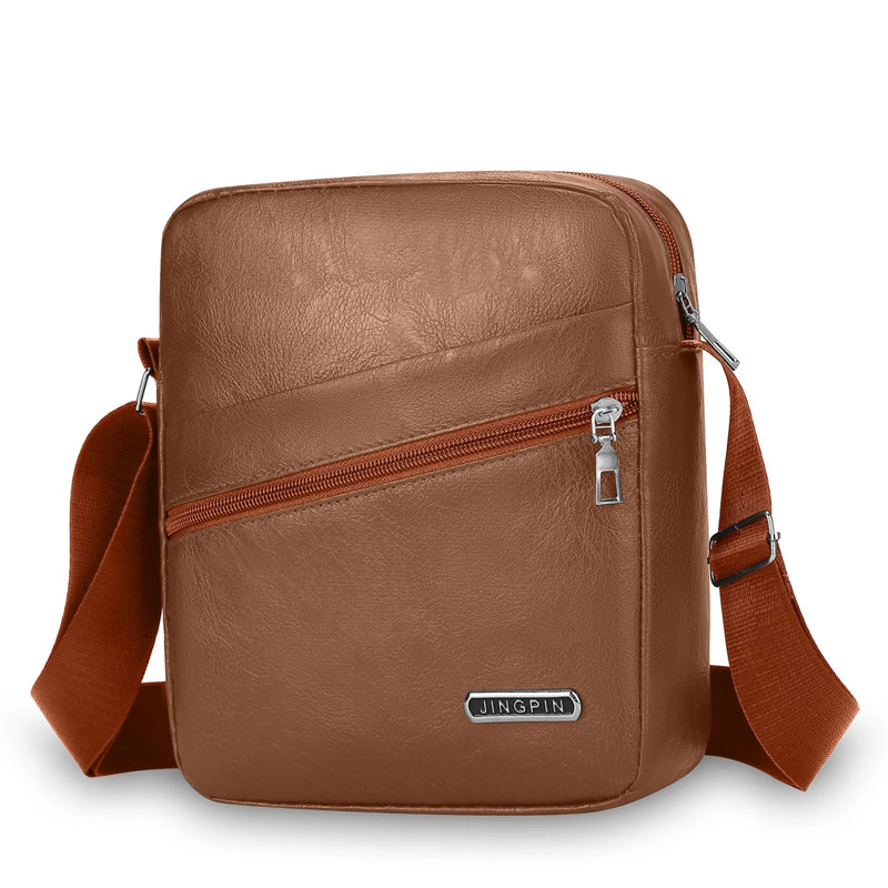 Men‘s PU Shoulder Bag Messenger Bag Casual Waterproof Nylon Zipper Pocket Handbag Fashion Tote Travel Male Crossbody Bags