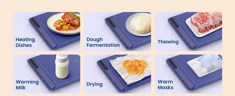 Roll up food heating pad - Level 4 temperature fast heating silicone hot plate, lifting feet to protect the dining table