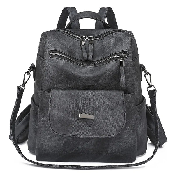 Large Women Backpack Purse Anti-theft Fashion Casual Lightweight Ladies Travel PU Washed Leather Ladies Rucksack Shoulder Bag