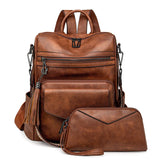 Womens Backpack Purse Leather Backpack Purse Fringe Design For Women Travel Fashion Designer Ladies Shoulder Bags 2 Pieces