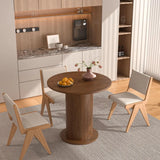 31.5 inch Round Dining Table for 2, Modern Farmhouse Kitchen Table, Small Circle Dining Tables with Wood Strip Base for Kitchen