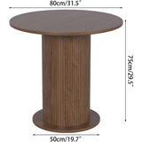 31.5 inch Round Dining Table for 2, Modern Farmhouse Kitchen Table, Small Circle Dining Tables with Wood Strip Base for Kitchen