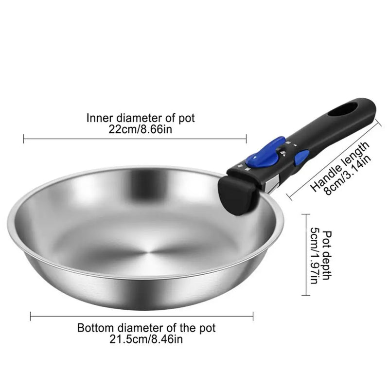 Outdoor Cookware 316 Stainless Steel Frying Pan Portable Detachable Handle Pot NonStick Pan Fried Steak Pot For Camping Travel