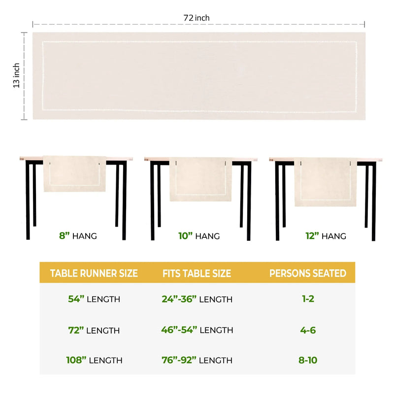 Farmhouse Table Runner - Elegant Linen - Decorative Dining Wedding Party Holiday Decor - Stylish Chic Touch Table Settings