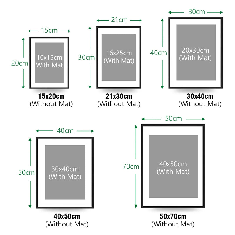 30x40cm 40x50cm  Black Picture Photo Frame Aluminum Simple with Pexiglass Mat for Wall Art Print Home Decor