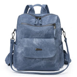 Large Women Backpack Purse Anti-theft Fashion Casual Lightweight Ladies Travel PU Washed Leather Ladies Rucksack Shoulder Bag