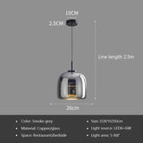 Nordic Glass Led Pendant Light Light Luxury Smoke Grey Hanging Light Fixtures Bedroom Modern Luminaire Suspension Lamp