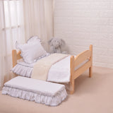 Cute Solid Wood Pet Bed Dog Comfortable Bed Free Full Set of Bedding Pet Supplies Removable and Washable Pet Bed