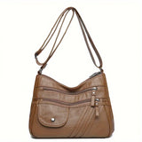 Multi-Pocket PU Leather Shoulder Bag For Women, Stylish Versatile Crossbody, Lightweight Purse With Adjustable Strap