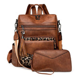 Womens Backpack Purse Leather Backpack Purse Fringe Design For Women Travel Fashion Designer Ladies Shoulder Bags 2 Pieces