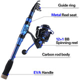 Sougayilang Fishing Rod Reel Combo 1.8-3.0m 24 Ton Carbon Fibre Telescopic Fishing Rod 1000-4000 12+1BB Spinning Reels Set Pesca