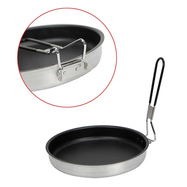 Non Stick Frying Pans Portable Alloy Non Stick Skillet With Foldable Handle 24cm Camping Coated Pan Camp Cookware For Hiking