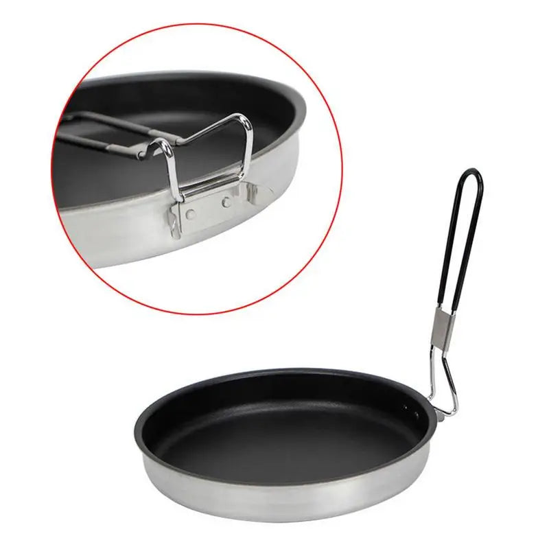 Non Stick Frying Pans Portable Alloy Non Stick Skillet With Foldable Handle 24cm Camping Coated Pan Camp Cookware For Hiking