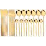 24Pcs Dinnerware Set Stainless Steel Tableware Knife Fork Tea Spoon Cutlery Set Multiple Colour Silverware Kitchen Flatware Set