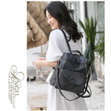 Large Women Backpack Purse Anti-theft Fashion Casual Lightweight Ladies Travel PU Washed Leather Ladies Rucksack Shoulder Bag