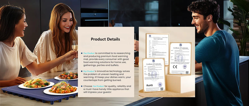 Roll up food heating pad - Level 4 temperature fast heating silicone hot plate, lifting feet to protect the dining table