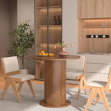 31.5 inch Round Dining Table for 2, Modern Farmhouse Kitchen Table, Small Circle Dining Tables with Wood Strip Base for Kitchen