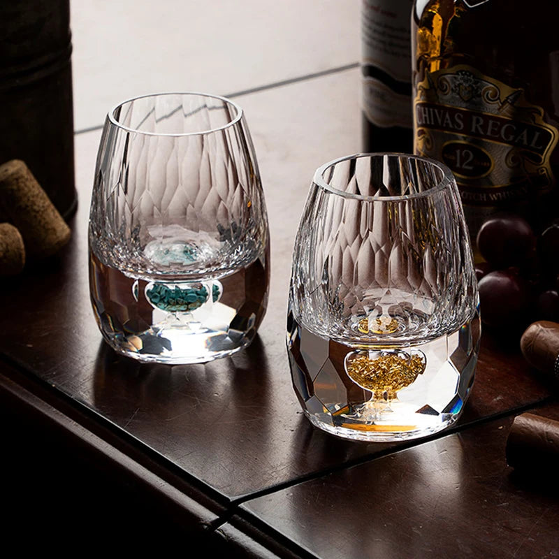 4/6pcs Diamond Crystal Liquor Glasses Set Vodka Shot Glass Wine Glasses Whiskey Glass Spirits Sake Soju Brandy Tea Cup 15ml