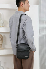Men‘s PU Shoulder Bag Messenger Bag Casual Waterproof Nylon Zipper Pocket Handbag Fashion Tote Travel Male Crossbody Bags