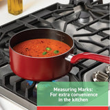 Easy Care, 20 Piece Non-Stick Pots and Pans Cookware Set, Red