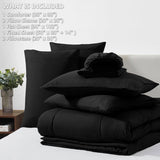 Queen Comforter Set - 7 Pieces Bed in a Bag Set Black Queen, Complete Bedding Sets Bed Set for All Season with Comforter