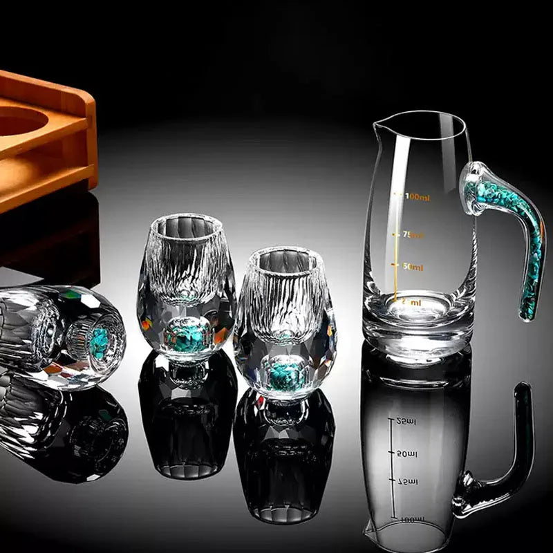 4/6pcs Diamond Crystal Liquor Glasses Set Vodka Shot Glass Wine Glasses Whiskey Glass Spirits Sake Soju Brandy Tea Cup 15ml