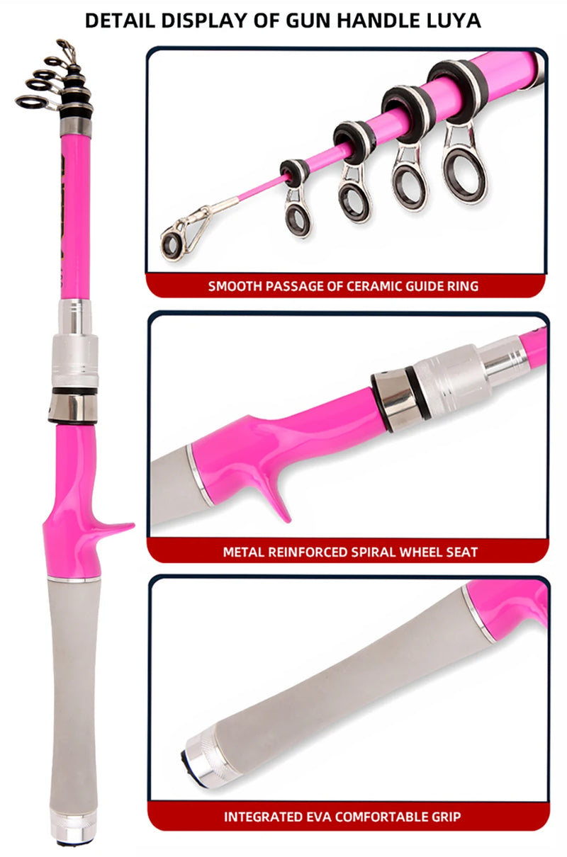 Trout Pesca Fishing Rod and Reel Combo 1.5m1.8m 2.1m 2.4m Carbon Fibe Lure Rods and 5.2:1 Spinning Wheel 7.2:1 Baitcasting Reels