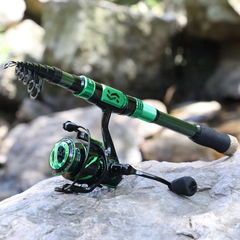 Sougayilang Fishing Rod Reel Combo 1.8-3.0m 24 Ton Carbon Fibre Telescopic Fishing Rod 1000-4000 12+1BB Spinning Reels Set Pesca