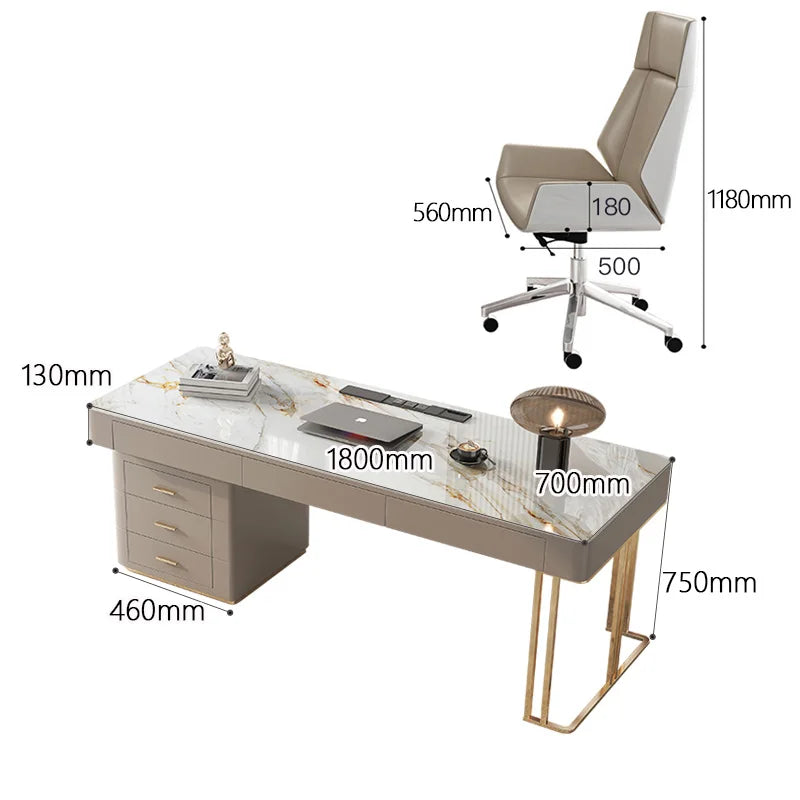Rock Slab Desk Small Apartment Scandinavian Study Luxury Office Desk Computer Desk Modern Writing Desk Desk Home