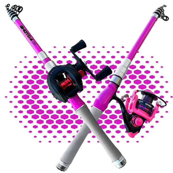 Trout Pesca Fishing Rod and Reel Combo 1.5m1.8m 2.1m 2.4m Carbon Fibe Lure Rods and 5.2:1 Spinning Wheel 7.2:1 Baitcasting Reels