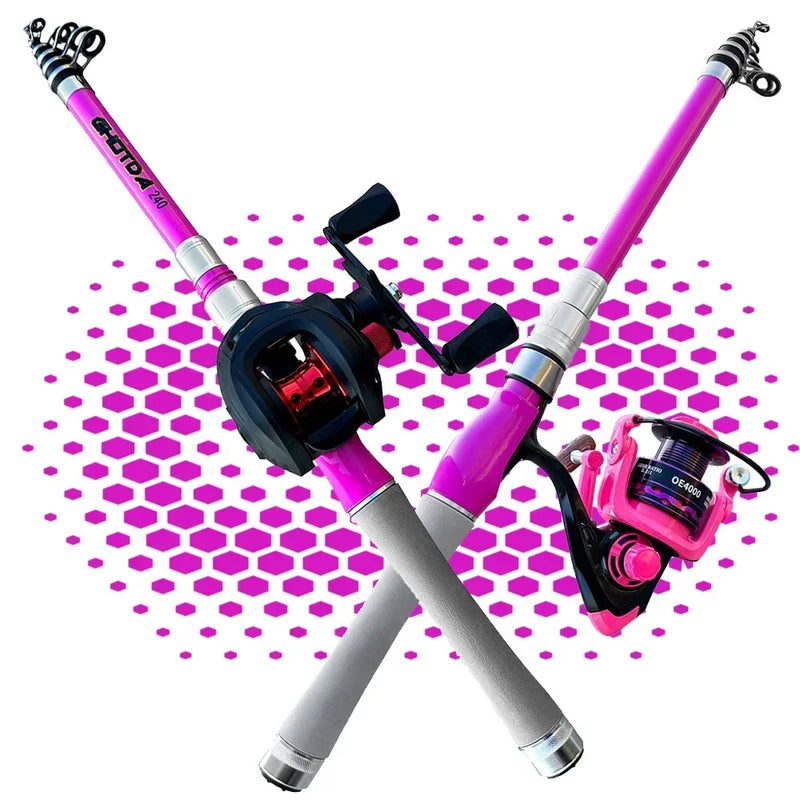 Trout Pesca Fishing Rod and Reel Combo 1.5m1.8m 2.1m 2.4m Carbon Fibe Lure Rods and 5.2:1 Spinning Wheel 7.2:1 Baitcasting Reels