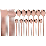 24Pcs Dinnerware Set Stainless Steel Tableware Knife Fork Tea Spoon Cutlery Set Multiple Colour Silverware Kitchen Flatware Set