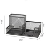 Mesh Desk Organizer Office Supplies Caddy with Pencil Holder and Storage Baskets for Desktop Accessories, 3 Compartments, Black