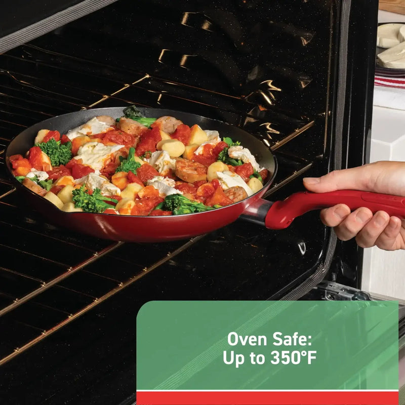 Easy Care, 20 Piece Non-Stick Pots and Pans Cookware Set, Red
