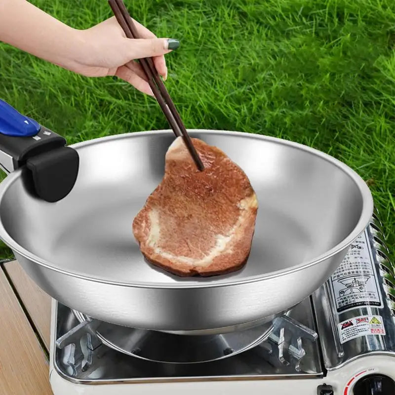 Outdoor Cookware 316 Stainless Steel Frying Pan Portable Detachable Handle Pot NonStick Pan Fried Steak Pot For Camping Travel