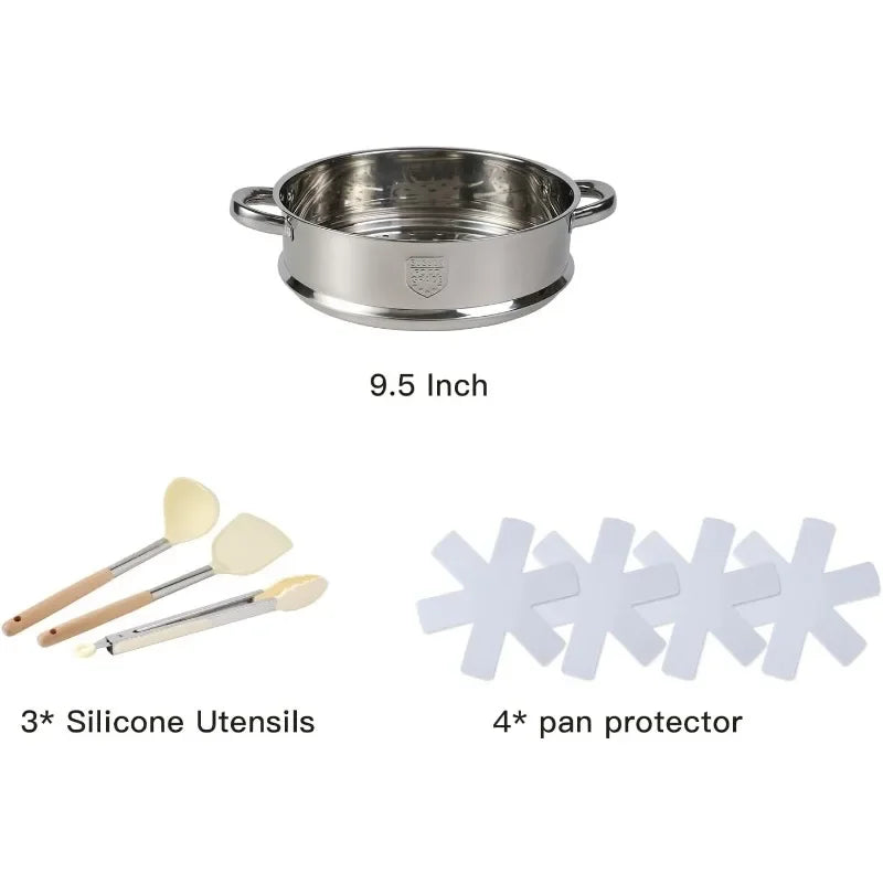 Popular.16PCS Pots and Pans Set Non Stick Cookware Set Nonstick with Cooking Set (white, 16pieces)