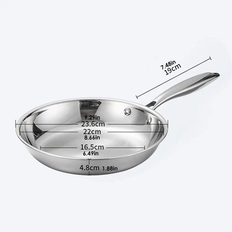 Stainless Steel Frying Pan Non-Stick Pan Fried Steak Pot Uncoated Kitchen Cookware For Home Gas Stove and Induction Cooker