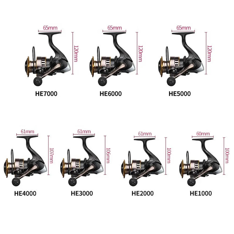 Spinning Reels Saltwater Freshwater Casting Fishing Reel Tackle Ultralight Metal Frame Smooth and Tough High Speed Fishing Reels